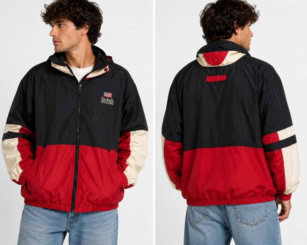 Vintage LA Loving Tarbell Realtors Windbreaker Jacket Men’s XL Full Zip Hooded